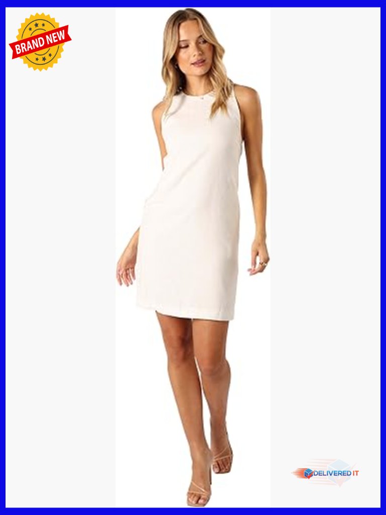 White Floral Halter Mini Dress With Tie Back And Pockets